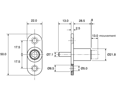 Product image for PLUNGER LOCK,28.5MM HOUSING