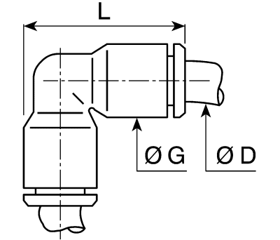 Product image for Legris Pneumatic Elbow Tube-to-Tube Adapter Push In 4 mm to Push In 4 mm