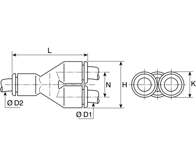 Product image for Pneumatic push-in 1 Y piece fitting4-4mm