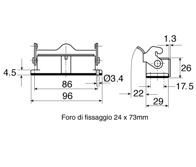 Product image for HARTING Han A Series, 16A Heavy Duty Power Connector Housing