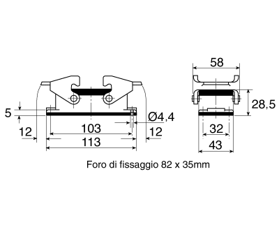 Product image for HARTING Han B Series, 16B Heavy Duty Power Connector Housing