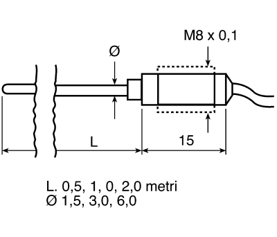 Product image for K S/STEEL SHEATH THERMOCOUPLE,3MMX2M