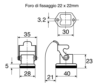 Product image for Top entry panel mount plastic housing,3A