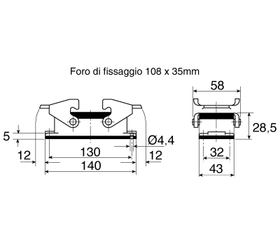 Product image for Lo b/hd mount housing+cover for 2 lever