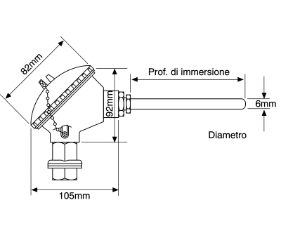Product image for PT100 platinum resistance probe,600mm D
