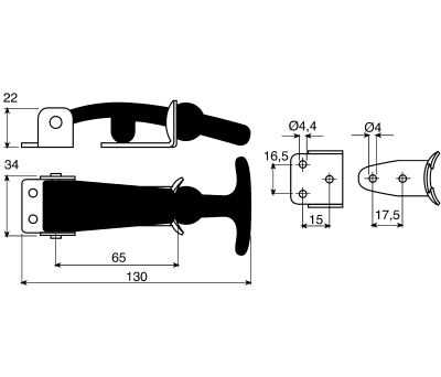 Product image for Hood latch with removable shaft