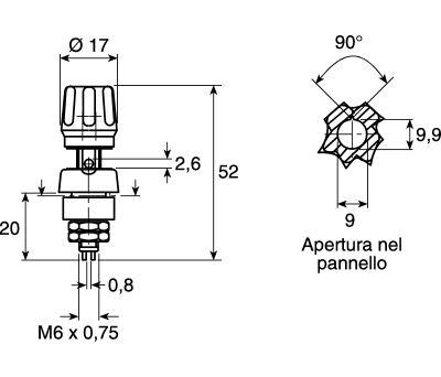 Product image for Black pole terminal,4mm socket