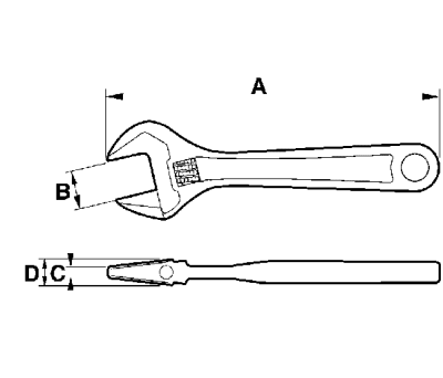 Product image for Bahco Adjustable Spanner, 208 mm Overall Length, 27mm Max Jaw Capacity