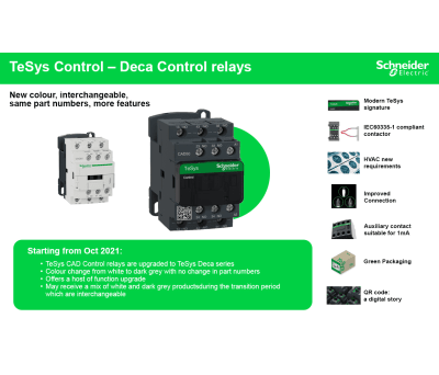 Product image for Schneider Electric TeSys Contactor - 10 A, 220 V ac Coil, 3NO + 2NC