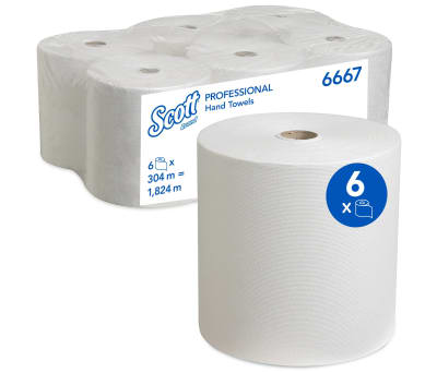 Product image for SCOTT HAND TOWEL ROLL WHITE X 6 ROLLS