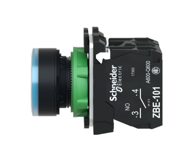 Product image for Schneider Electric, Harmony XB5 Illuminated Blue Round Push Button, NO/NC, 22mm Momentary Screw