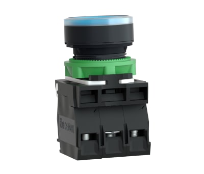 Product image for Schneider Electric, Harmony XB5 Illuminated Blue Round Push Button, NO/NC, 22mm Momentary Screw