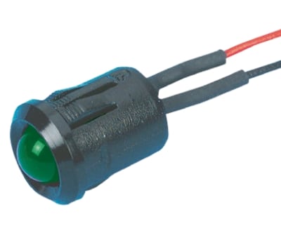 Product image for RS PRO Green Indicator, 24 V dc, 12mm Mounting Hole Size, Lead Wires Termination