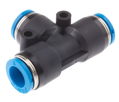 Product image for Festo QST Series Tee Tube-to-Tube Adaptor Push In 8 mm, Push In 8 mm to Push In 8 mm, Tube-to-Tube Connection Style