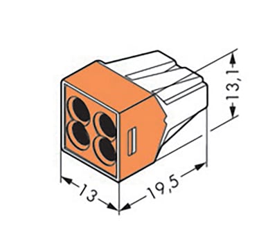 Product image for PUSH WIRE JTN BOX 4 WIRE TERMINAL BLOCK