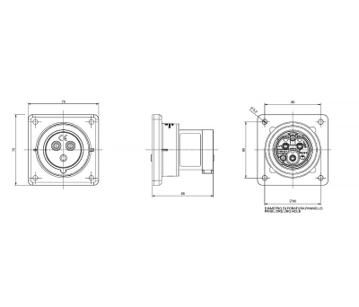 Product image for IP44 16A 240V 2P+E PANEL APPLIANCE INLET