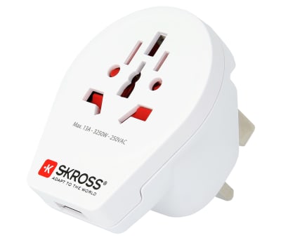 Product image for WORLD TO BRITISH USB TRAVEL ADAPTOR