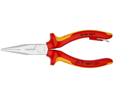 Product image for Knipex 160 mm Chrome Vanadium Steel Long Nose Pliers With 50mm Jaw Length