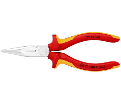 Product image for Knipex 160 mm Vanadium Steel Long Nose Pliers With 50mm Jaw Length