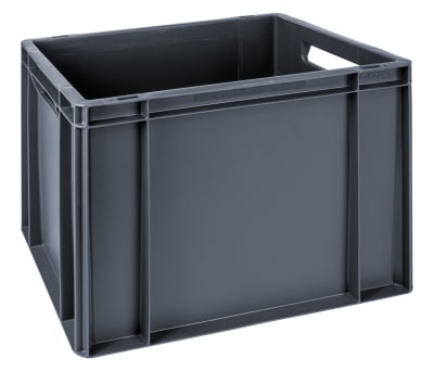 Product image for RS PRO 30L Grey PP Medium Euro Containers, 320mm x 300mm x 400mm