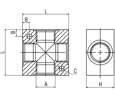 Product image for ALUMINIUM TEE CROSS 1/4