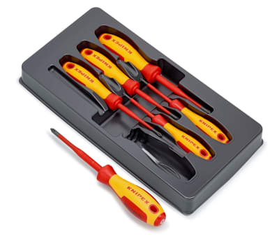 Product image for Knipex VDE Phillips, Pozidriv Screwdriver Set 6 Piece