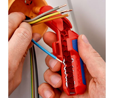 Product image for Knipex Cable Stripper for use with 3 x 1.5 mm² → 5 x 2.5 mm² Cable, All Common Round, CAT 5 - 7, Coax Cable,