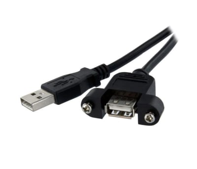 Product image for 2 ft Panel Mount USB Cable A to A - F/M