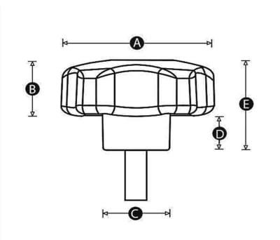 Product image for 28MM M5 X 10 SOFT TOUCH KNOB MALE THREAD