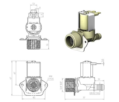 Product image for WATER SOLENOID VALVE 2 PORT 180? NC 3/4"