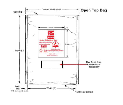 Product image for Heat seal static shielding bag,152x229mm