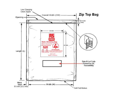 Product image for Zip-lock shielding bag,51x76mm 100pcs