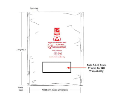 Product image for Moisture Barrier Bag,152x203mm 100pcs