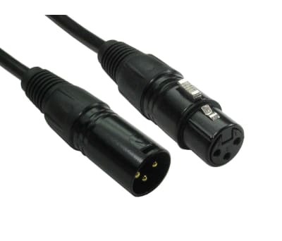 Product image for 10M 3PIN XLR M-F CABLE BLACK CONN GOLD P