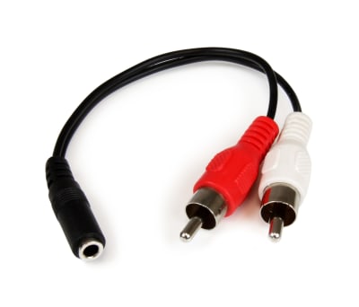 Product image for 6IN 3.5MM STEREO (F) TO 2X RCA (M) ADAPT