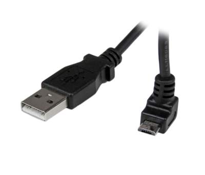 Product image for Startech Male USB A to Angled Male USB Micro B USB Cable, 1m