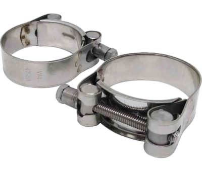 Product image for RS PRO Stainless Steel 304 Bolt Head Hose Clamp, 23mm Band Width, 47mm - 51mm Inside Diameter