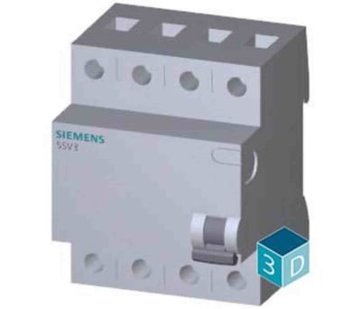 Product image for Siemens 4P 40 A RCCB, Trip Sensitivity 300mA