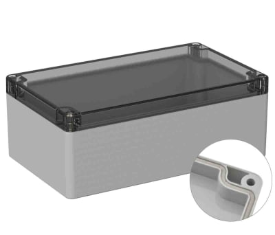 Product image for RS PRO Light Grey Polycarbonate General Purpose Enclosure, IP66, Shielded, 120 x 200 x 75mm