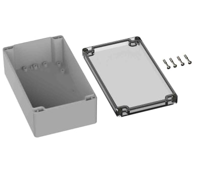 Product image for RS PRO Light Grey Polycarbonate General Purpose Enclosure, IP66, Shielded, 120 x 200 x 75mm