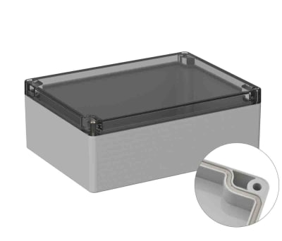 Product image for RS PRO Light Grey Polycarbonate General Purpose Enclosure, IP66, Shielded, 150 x 200 x75mm