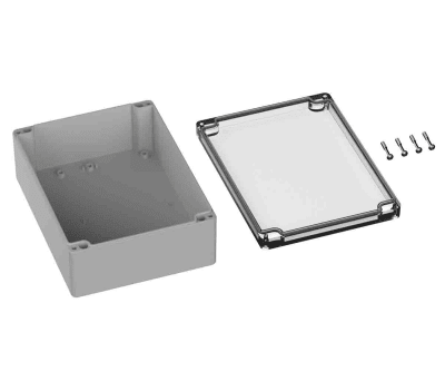 Product image for RS PRO Light Grey Polycarbonate General Purpose Enclosure, IP66, Shielded, 150 x 200 x75mm