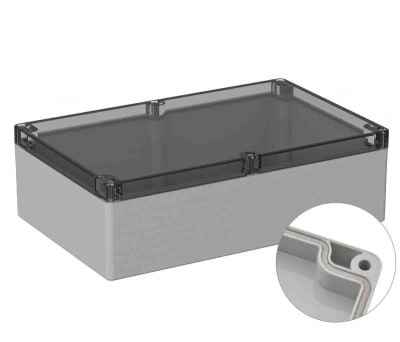 Product image for RS PRO Light Grey Polycarbonate General Purpose Enclosure, IP66, Shielded, 230 x 300 x 85mm