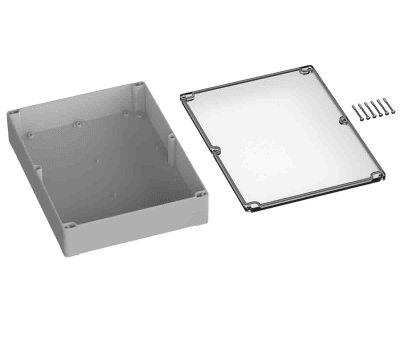 Product image for RS PRO Light Grey Polycarbonate General Purpose Enclosure, IP66, Shielded, 230 x 300 x 85mm