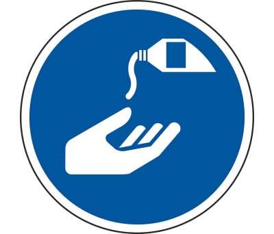 Product image for RS PRO Vinyl Floor Graphic Use Hand Sanitiser Sign With Pictogram Only Text, 200 x 200mm