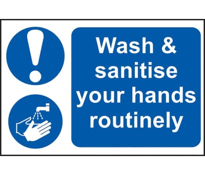 Product image for RS PRO PVC Mandatory Hygiene Sign With English Text, 300 x 200mm