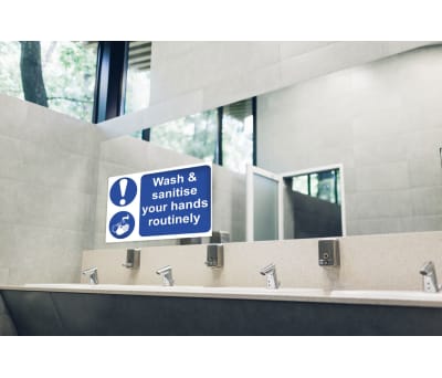 Product image for RS PRO PVC Mandatory Hygiene Sign With English Text, 300 x 200mm