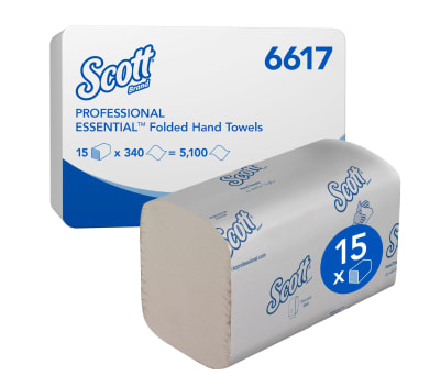 Product image for Kimberly Clark SCOTT ESSENTIAL(TM) Hand Towels Folded White 212 x 200mm Paper Towel, 5100 Sheets