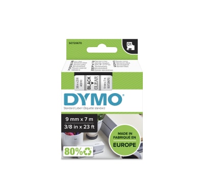 Product image for DYMO D1 BLK ON CLEAR LABELLING TAPE,9MM