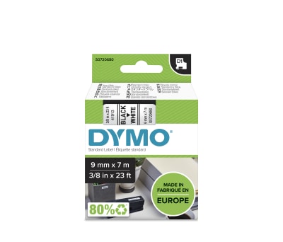 Product image for DYMO D1 BLK ON WHITE LABELLING TAPE,9MM